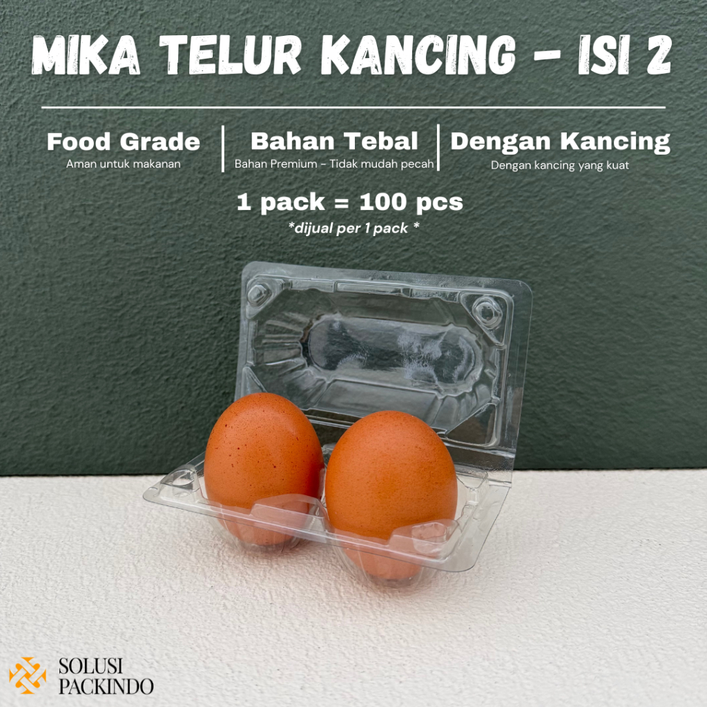 [ISI 100 PCS] Mika Tray Telur Kancing Isi 2 Butir | Box Telur Kancing Isi 2 Butir