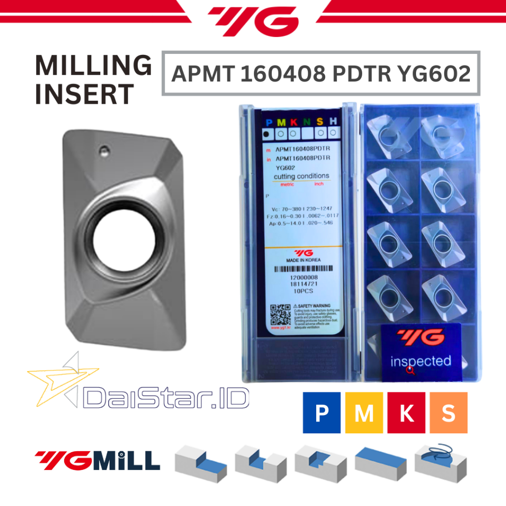 YG-1 Insert APMT 160408 PDTR YG 602 Insert Milling 1604 Shoulder Mill APMT 16 YG1