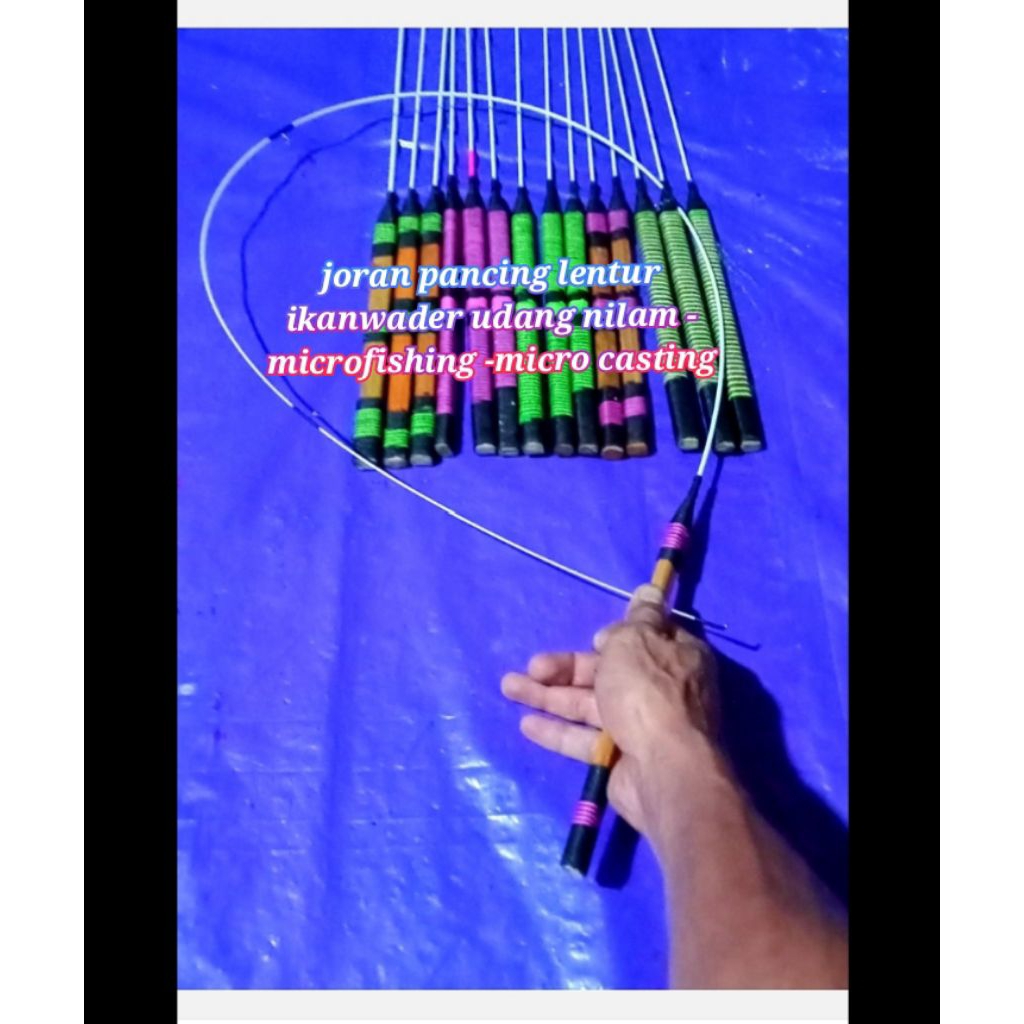 Joran casting Wader Nilam Udang Microfishing Panjang 120-140 cm sudah ada gagangnya dan ringnya