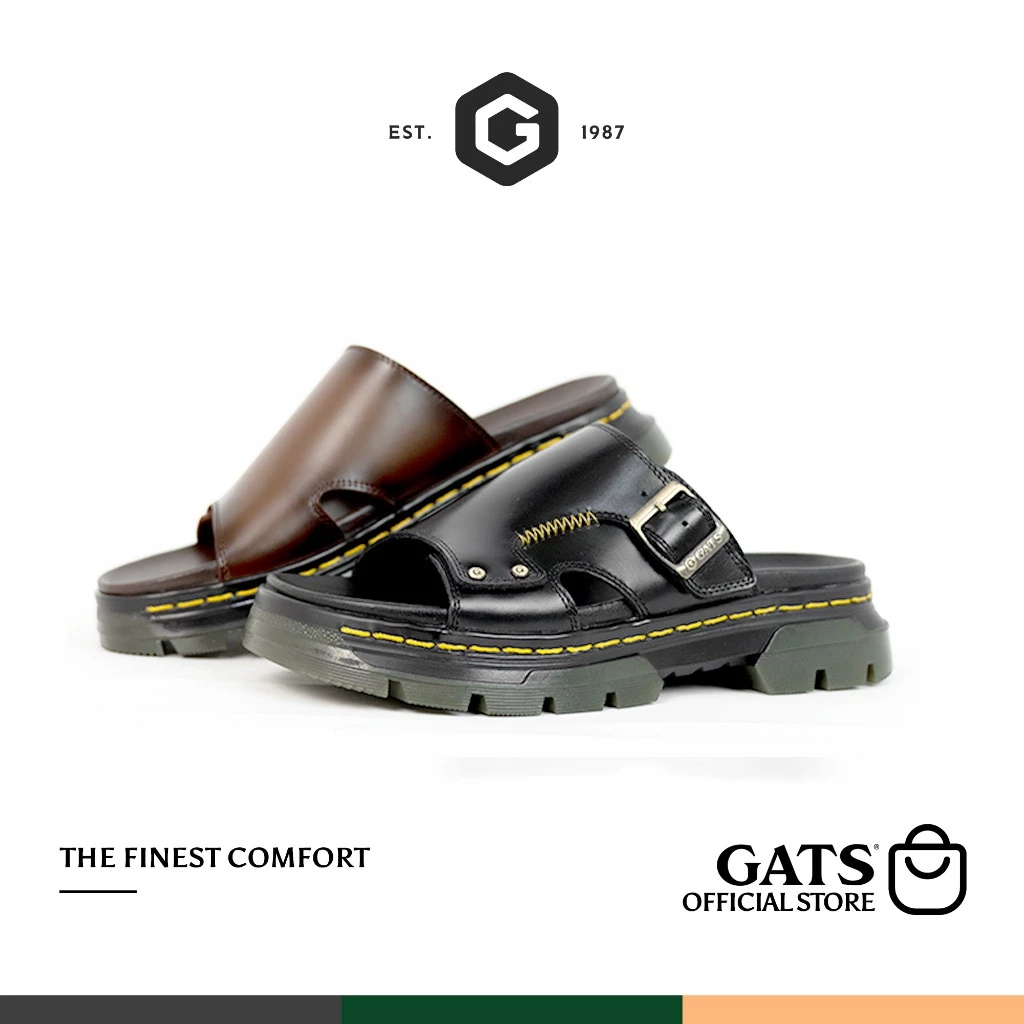 Sandal Kulit GATS AXIS 01 Original - Sandal Selop Kulit Gats Axis 01 - Sandal Kulit Asli Pria Gats A