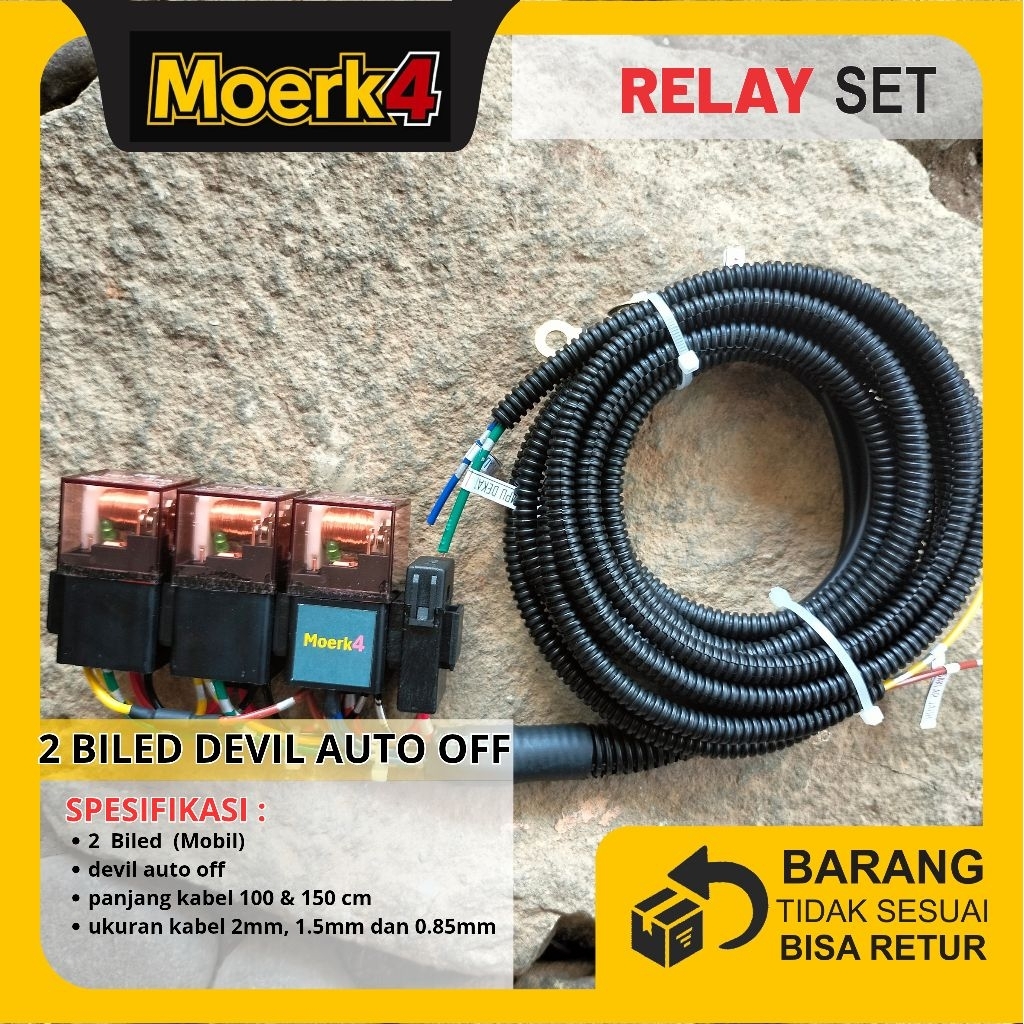 Relayset 2 Biled Devil Auto Off dengan 3 Relay 12V