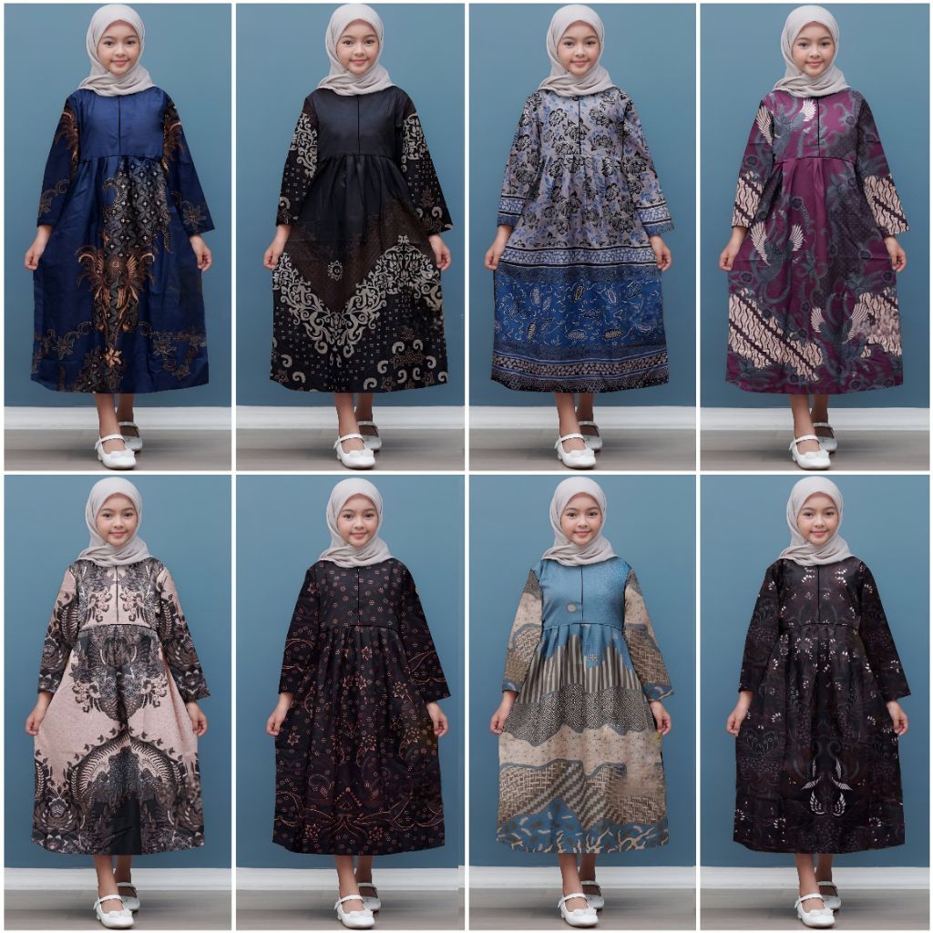 Baju Batik Anak Perempuan Usia 2-12 Tahun - Dress Anak - Gamis Batik Anak