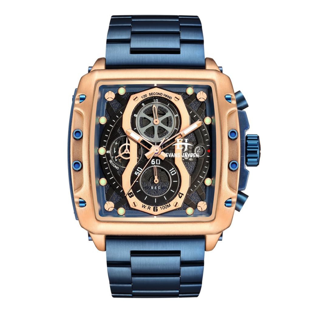 Jam Tangan Pria Evans Jayden EJ 9550 Analog Cronograph Aktif Stainless Steel Original Garansi