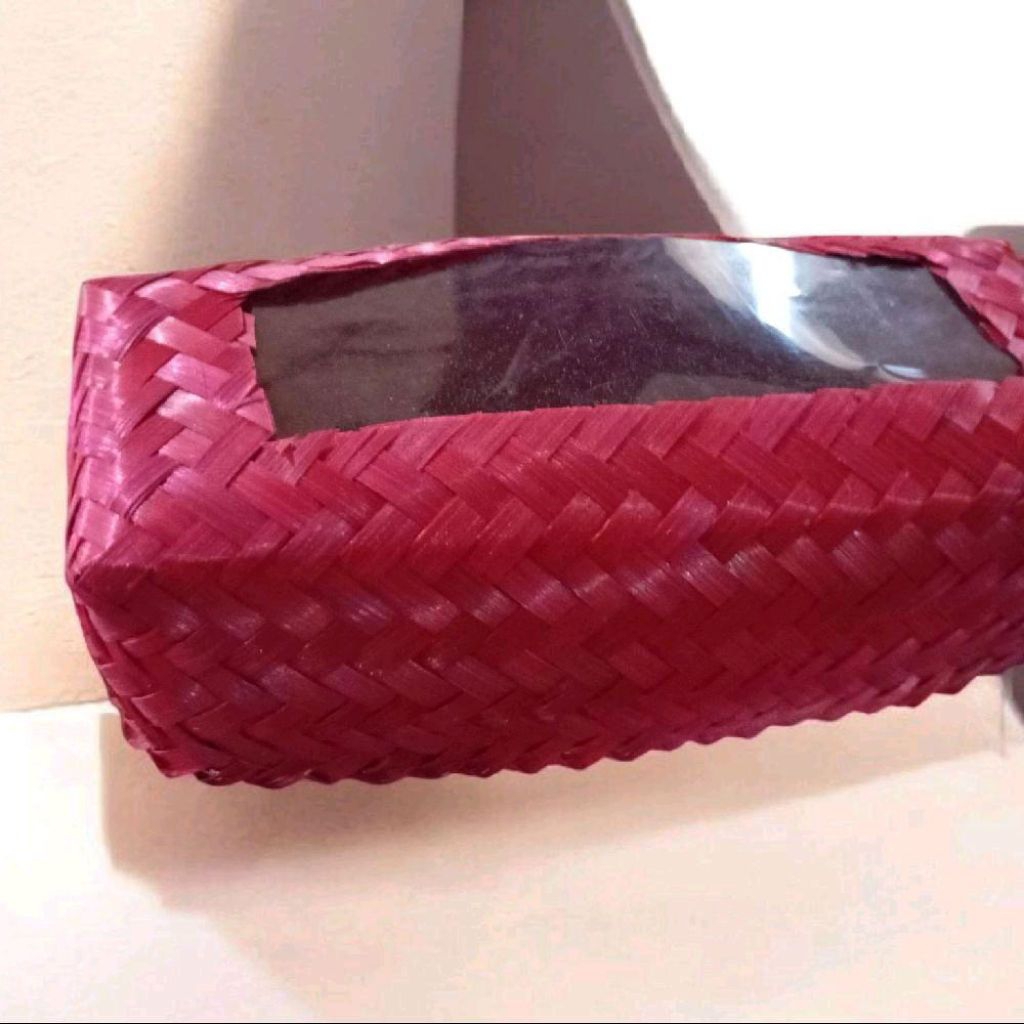 Besek bambu anyaman bambu tambah tutup mika