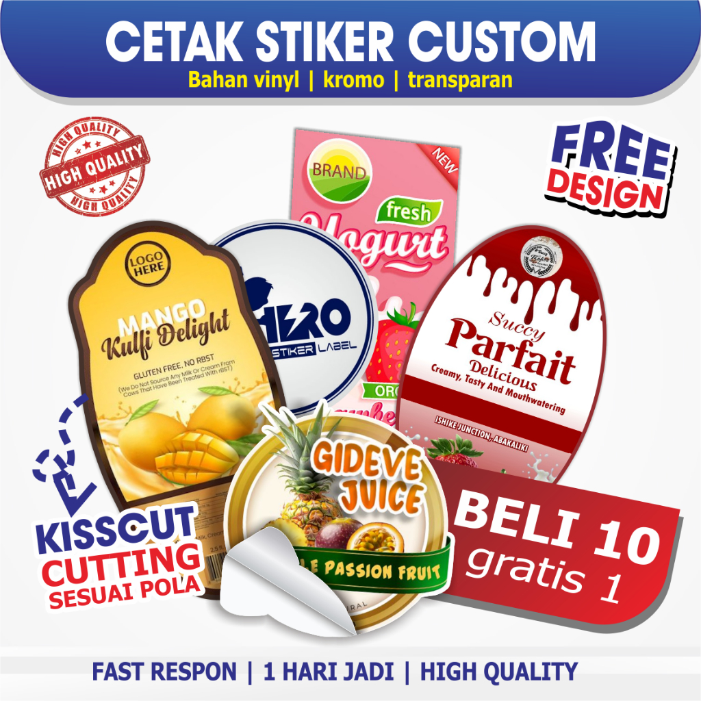 Cetak Stiker Vinyl  / Cetak Stiker Label Kemasan / Label Usaha Makanan / Cetak stiker label