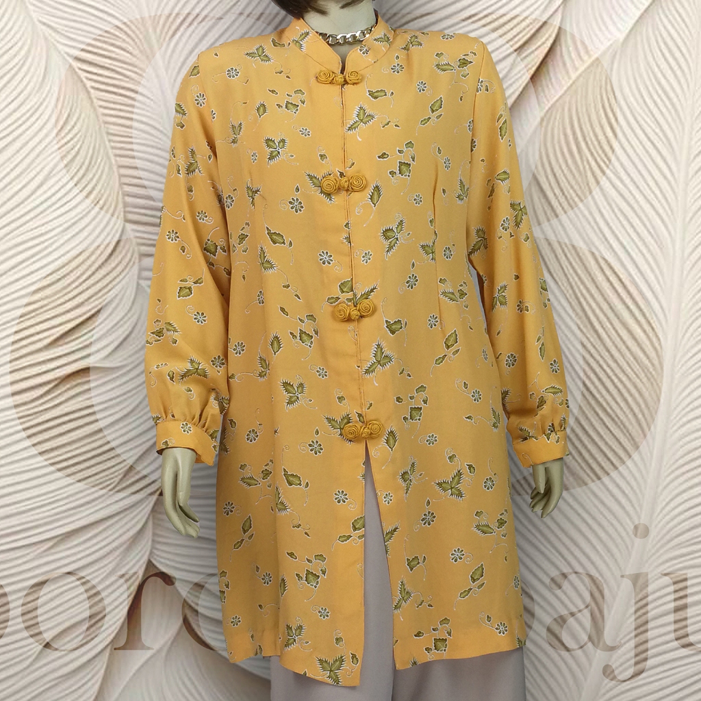 Tunik Cheongsam Muslim Kancing Depan TNK15 (tanpa celana) Atasan Panjang Wanita Dewasa