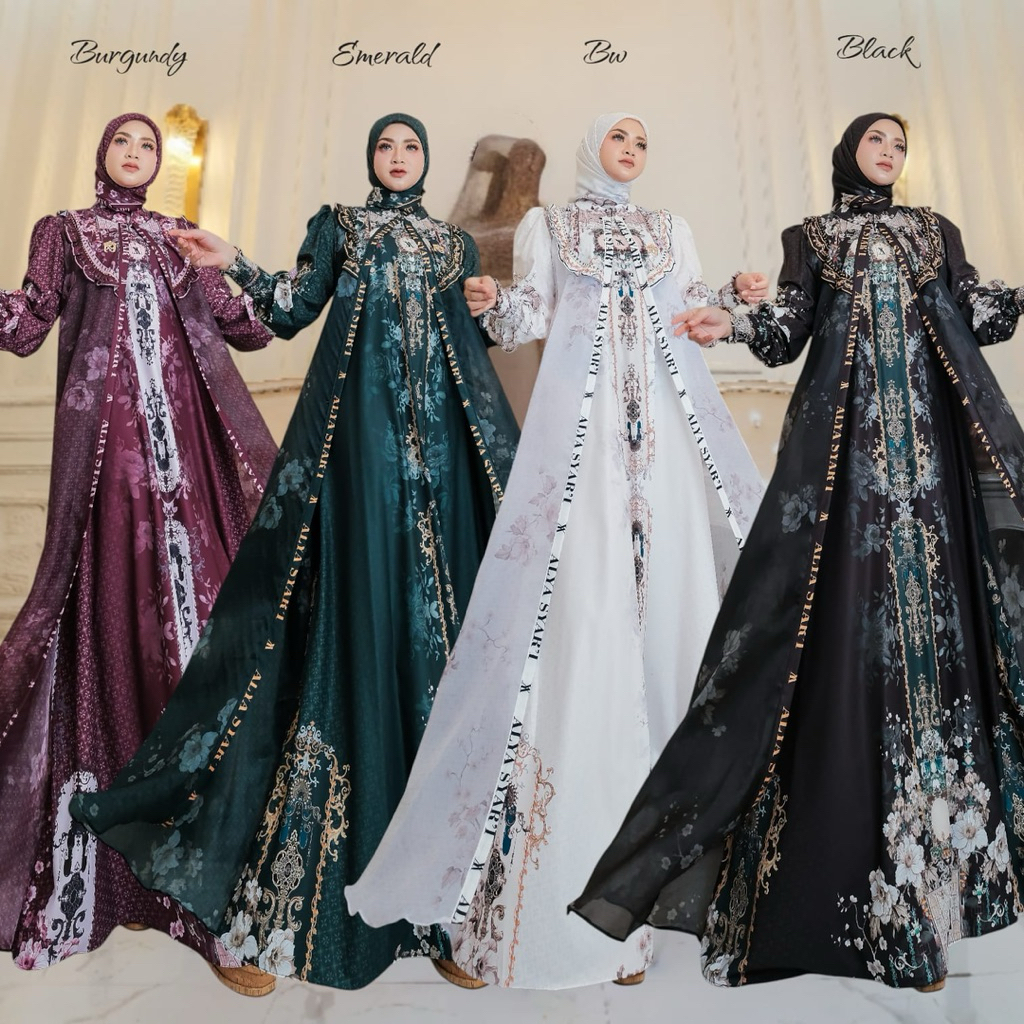 KHALILA SERIES BY ALYA SYARI PREMIUM | Gamis Marbella Printing Mix Organza | Gamis set hijab