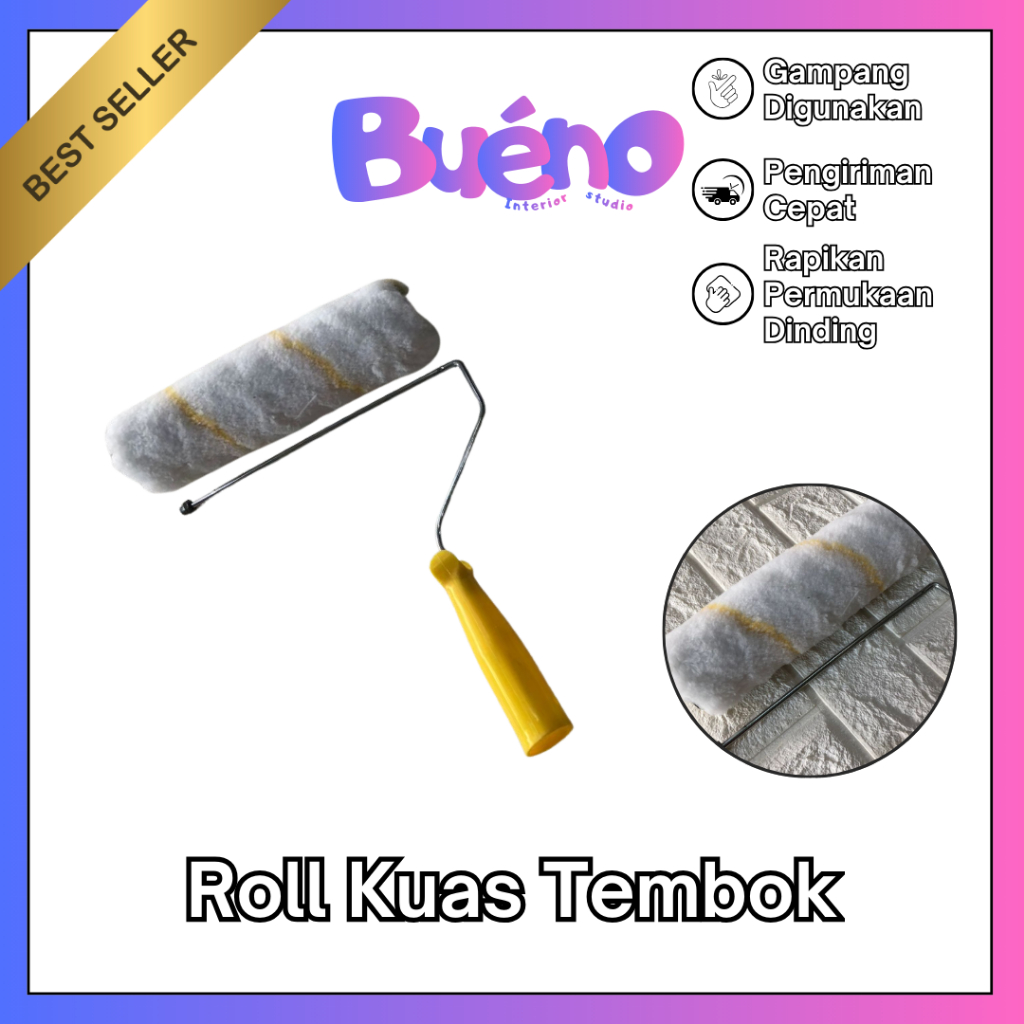 BUENO - Roll Kuas Tembok/ Paint Roller Tool - Alat Cat Dinding & Pasang Wallpaper