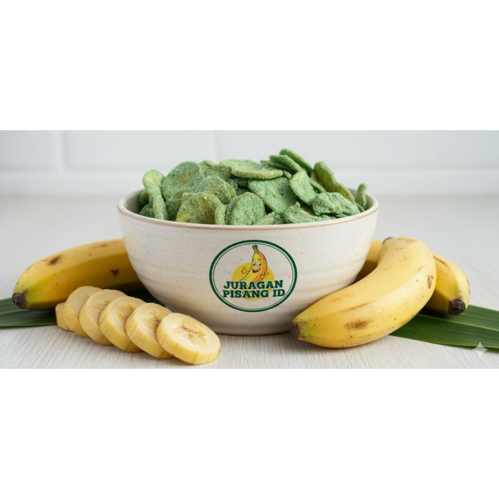 Keripik pisang Rasa Matcha 500gr Pisang Kepok Khas Lampung