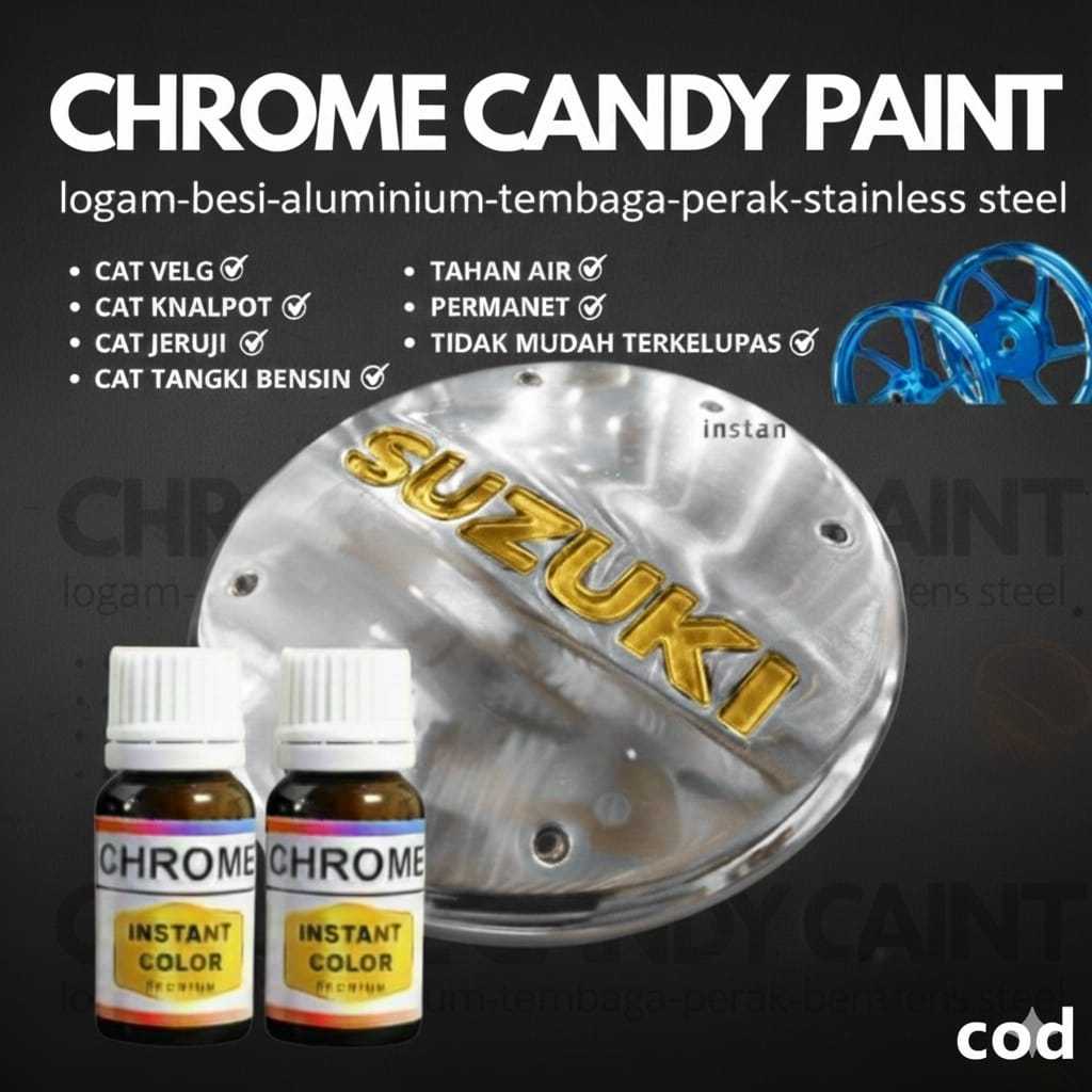 Cat Logam Candy Chrome 10ml - Pengkilap body motor Tahan Karat, Tahan Panas, Gampang Digunakan