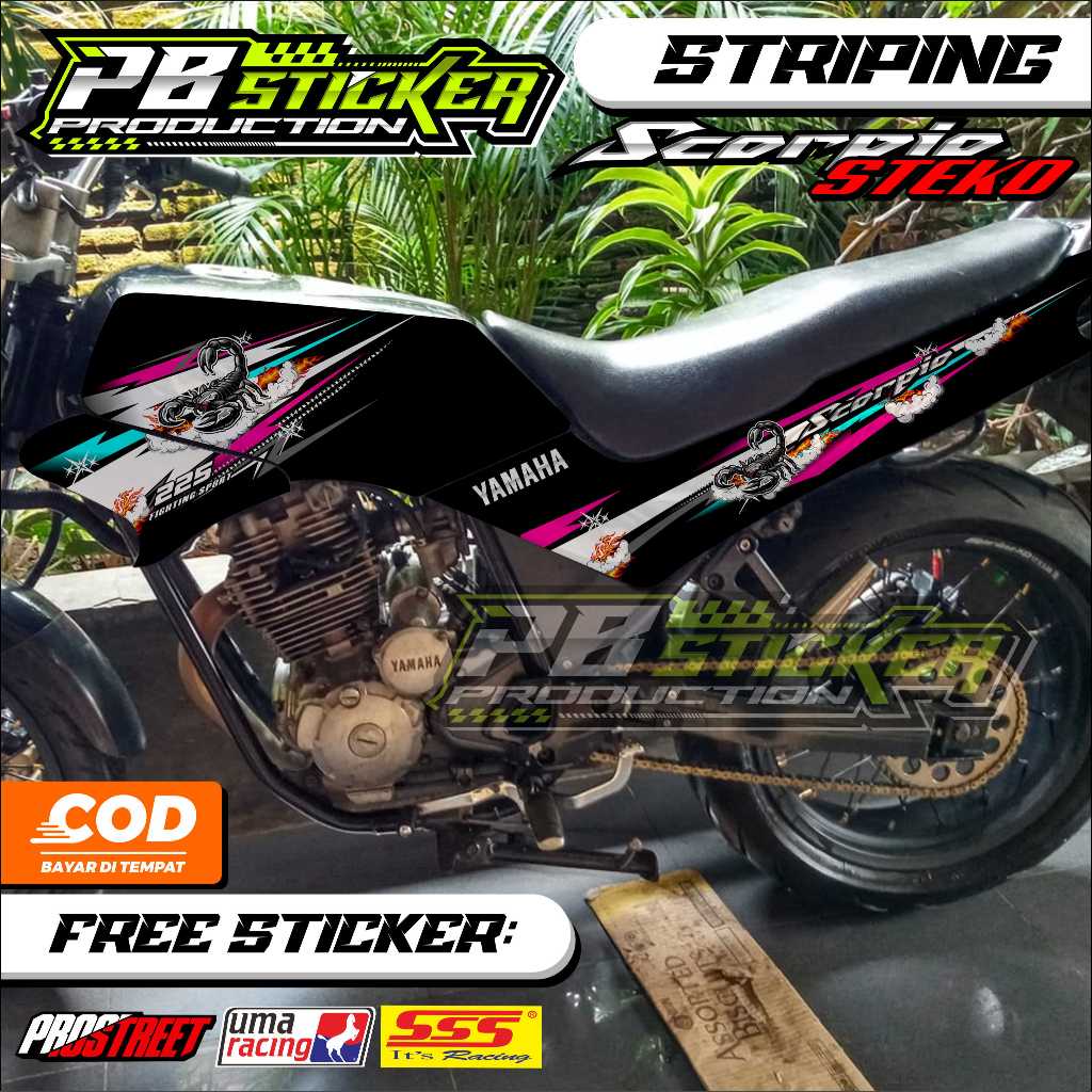 STRIPING YAMAHA SCORPIO STEKO / STRIPING VARIASI SCORPIO STEKO MOTIF RACING