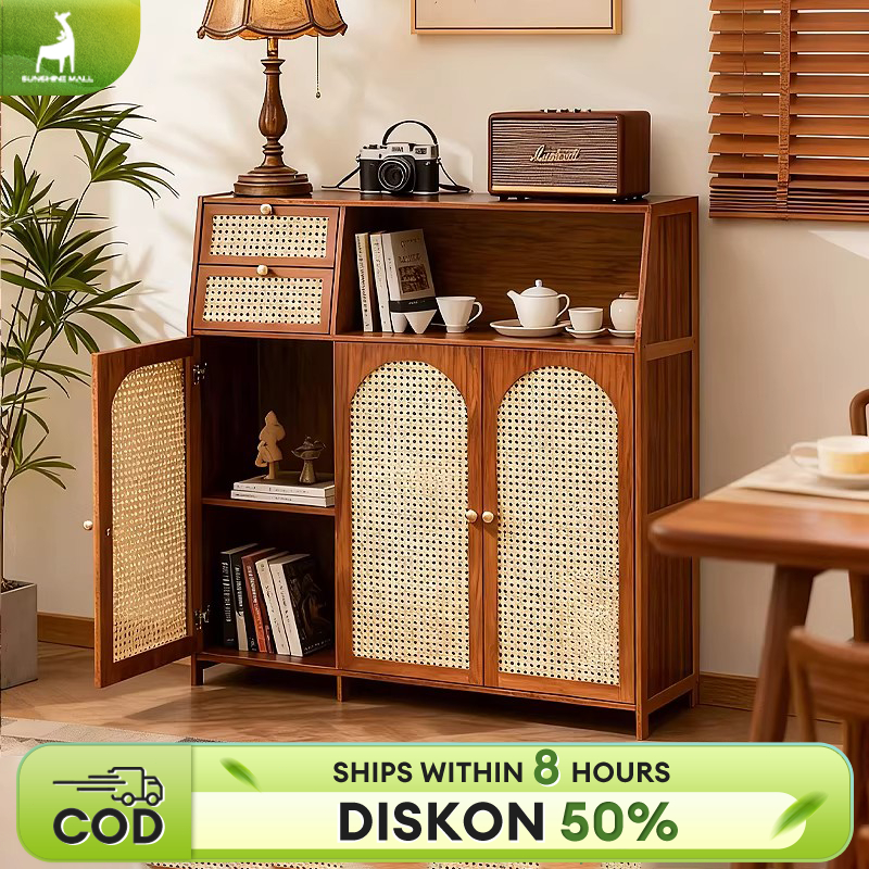 Lemari Kayu Rotan Lemari  Lemari Dapur Serbaguna Lemari Kabinet Kayu Minimalis/ Lemari Dapur Bufet