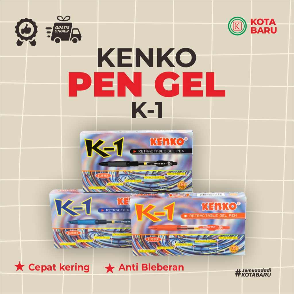 Kenko Pen Gel K-1 Biru Hitam Merah