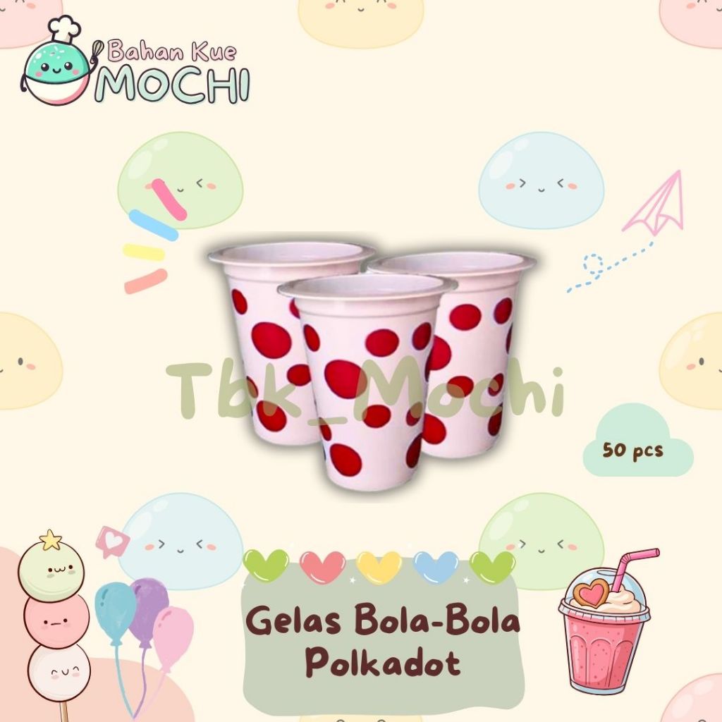 Gelas Plastik Polkadot / Gelas Bola Bola / Gelas Plastik Pesta / Gelas Polkadot 200ml