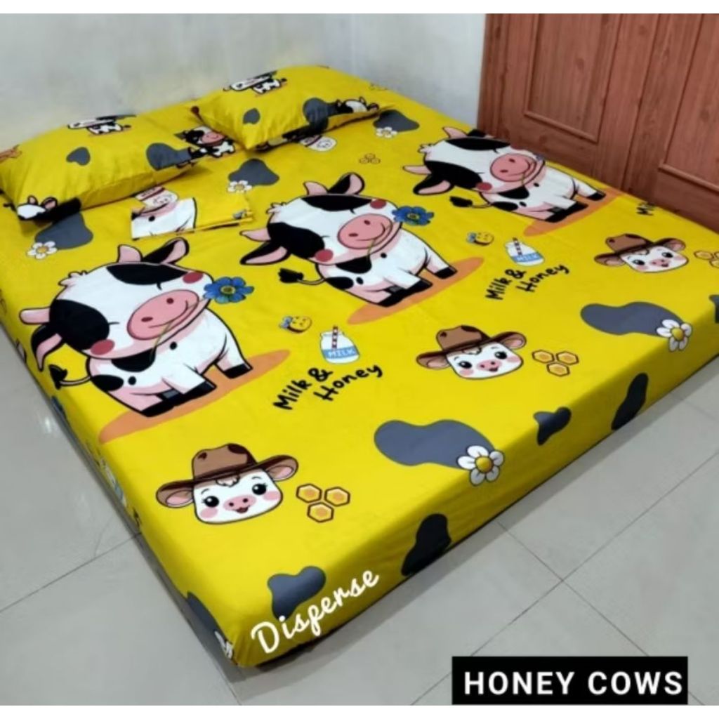 Milkyway Sprei Katun Motif Sapi Moo Adem Nyaman Ukuran 12/160/180/200