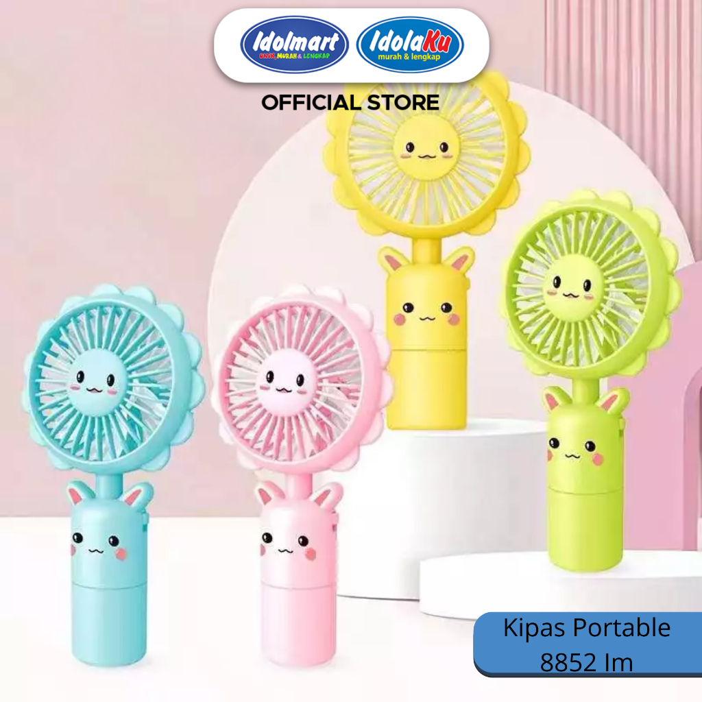 IDOLMART Kipas Angin Mini Portable Karakter Bunga 8852 & Hewan Rechargeable USB