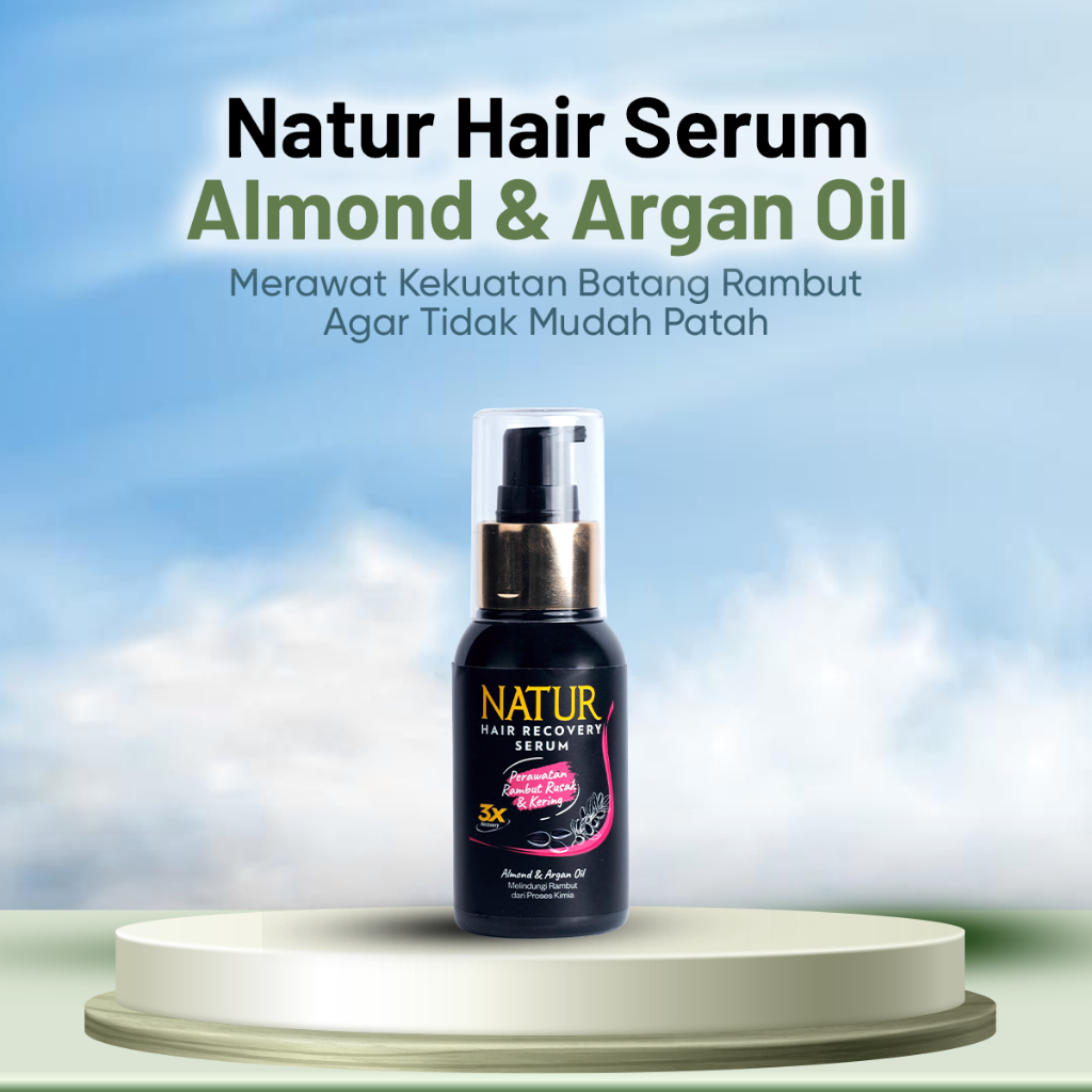 Natur Hair Recovery Serum Argan Oil 60 ml - Vitamin Serem Perawatan Rambut Rusak & Kering