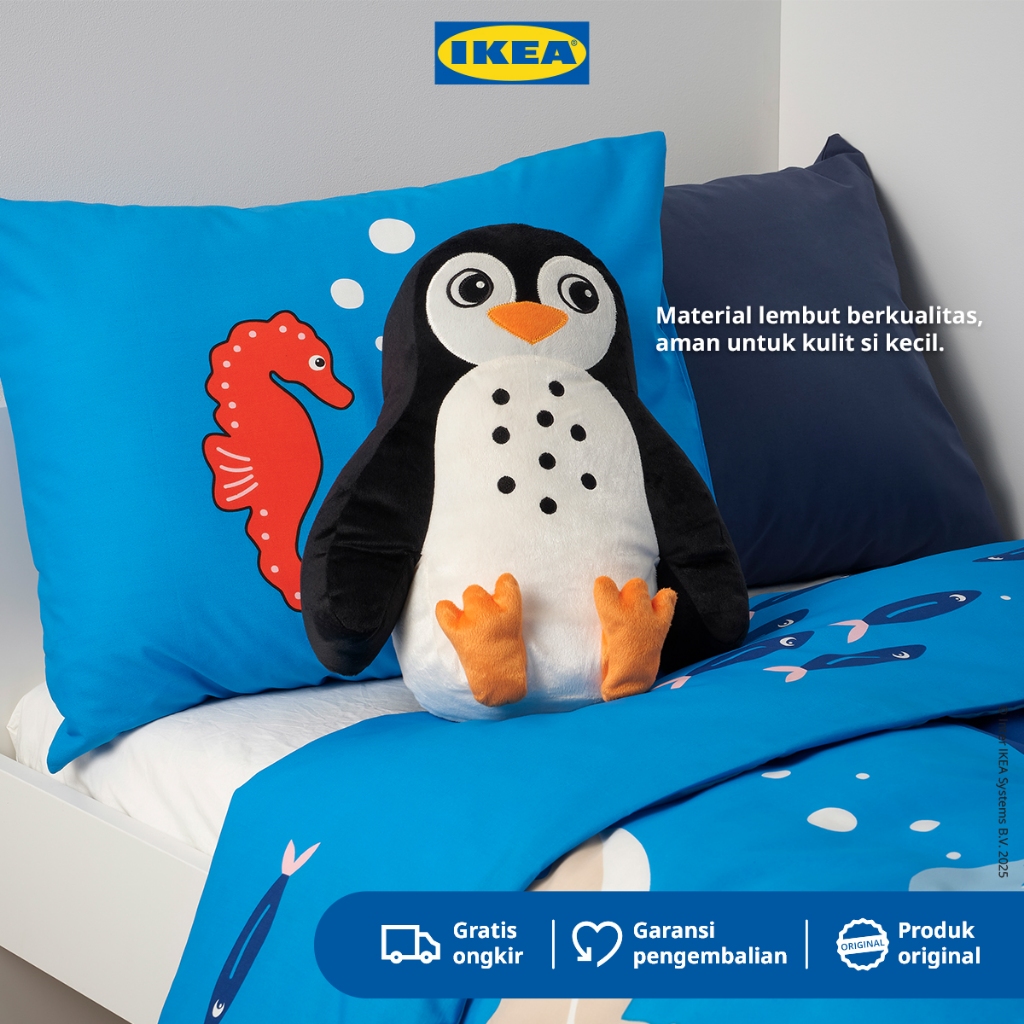 IKEA BLAVINGAD Bantal / Boneka Penguin Hitam/Putih 40x32cm