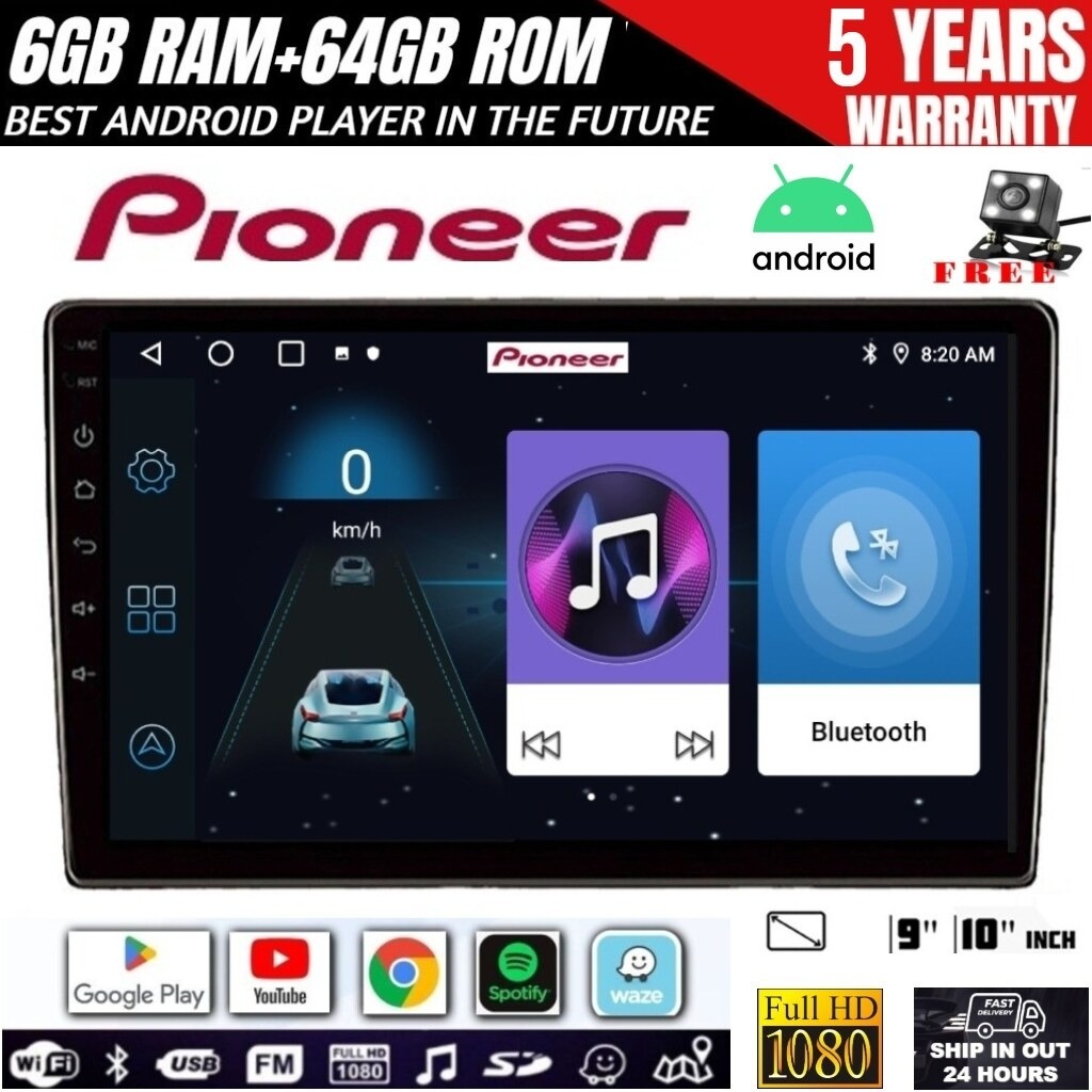 [Ada Kipas Pendingin] Pioneer 6G+64G Android 14 Head Unit 9/10 Inch IPS Layer Mobil Navigasi Wireles