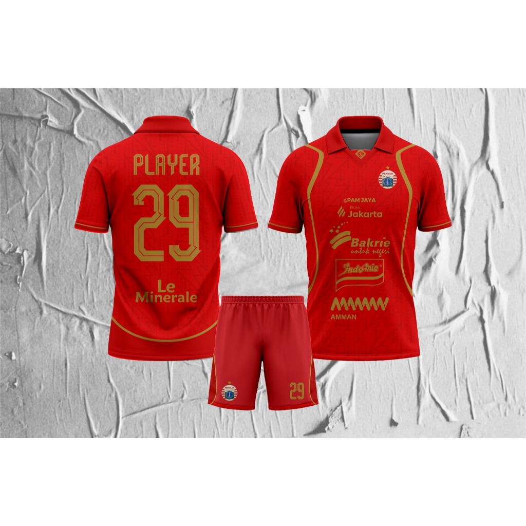 Jersey persija anak home away musim 2025/2026 baju bola anak desain full printing kaos bola persija 