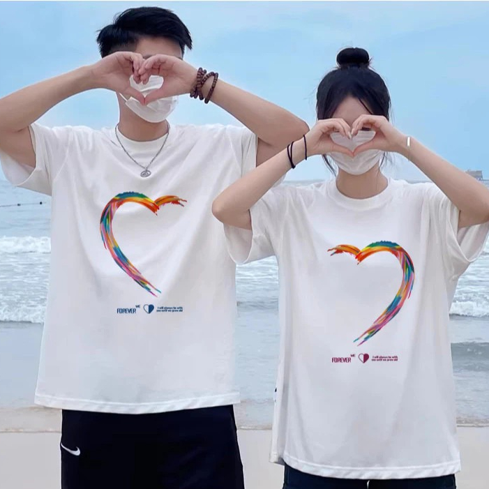 kaos couple AMORA baju pasangan pacaran pacar kekasih hati love terbelah tshirt suami istri kado