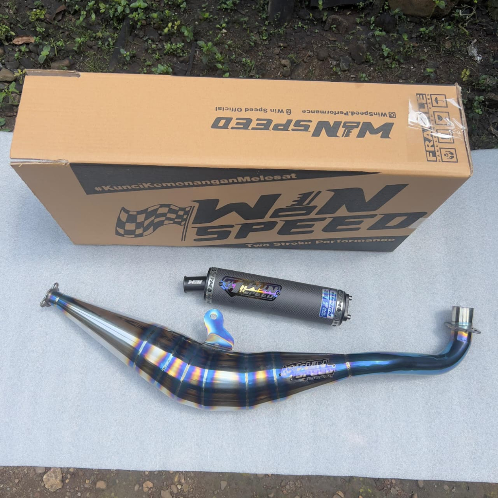 Knalpot Yamaha FIZ R, FIZ, Force One Half Blue BM POWER SAMPING Silencer Carbon Original WIN SPEED