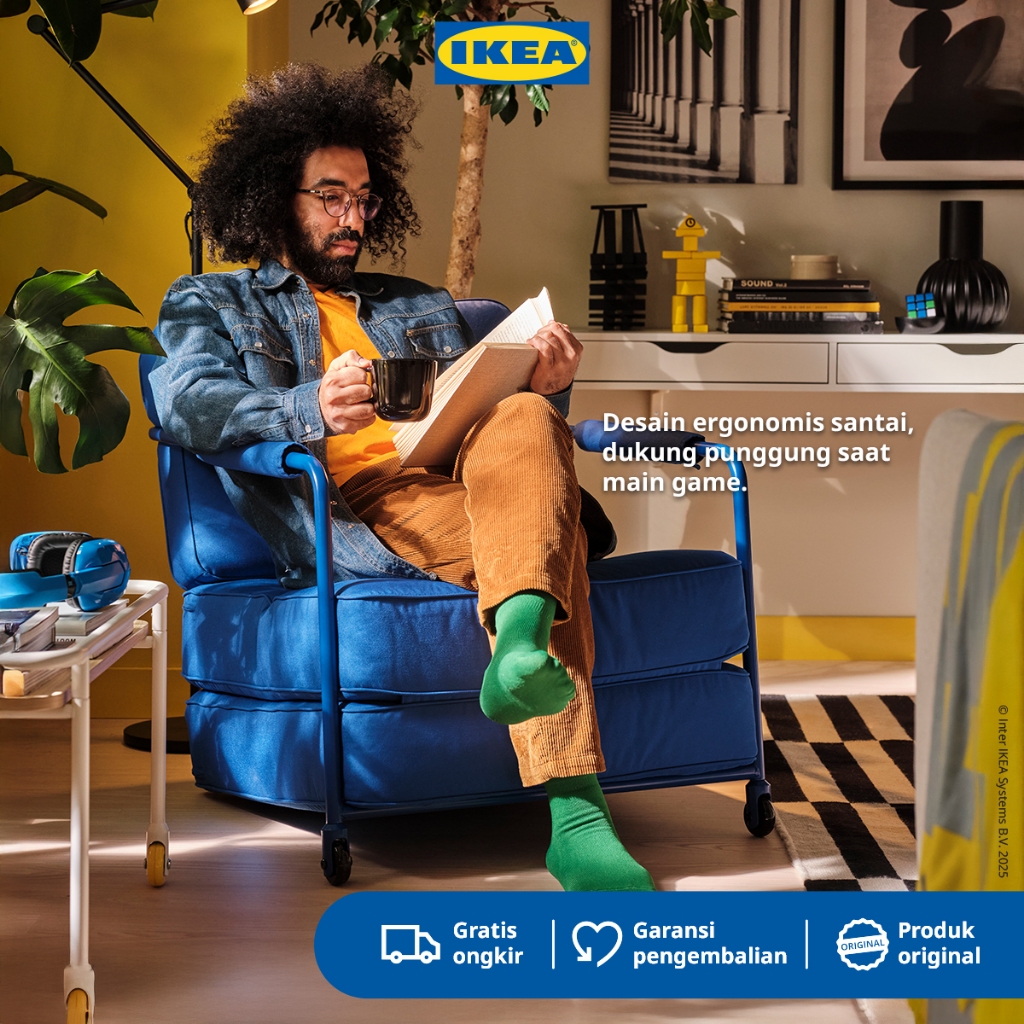 IKEA BRANNBOLL Kursi Relax / Kursi Santai Gaming KNISA Biru Terang