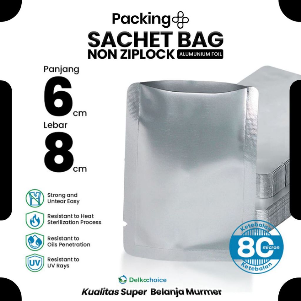 Sachet Bag 6X8CM Plastik Sachet / Saset Pure Alumunium Foil