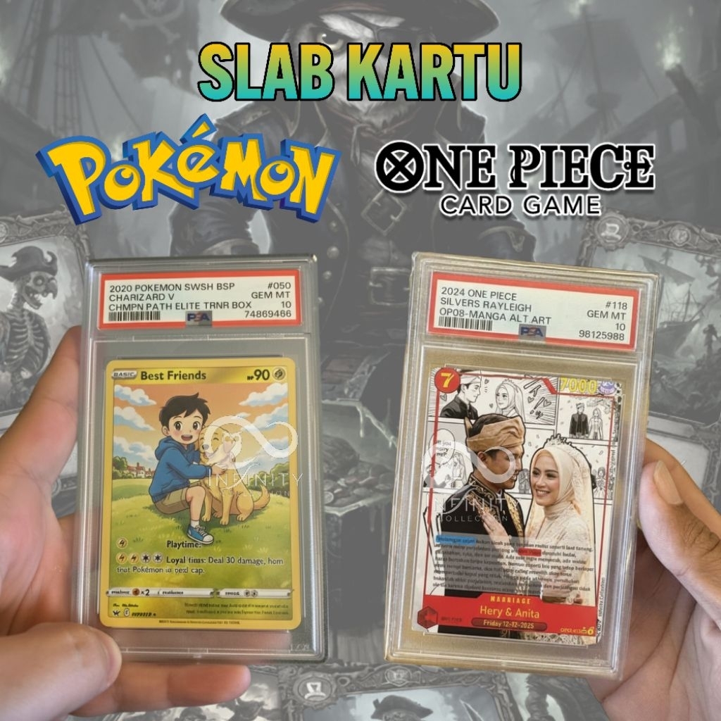 Slab Kartu TCG Pokemon dan One Piece (Custom) Desain Bisa Request.
