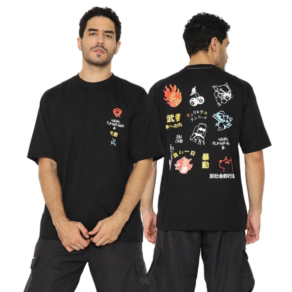 Kaos Pria Oversized All Of Ten Black Hitam Pola Besar Original Distro