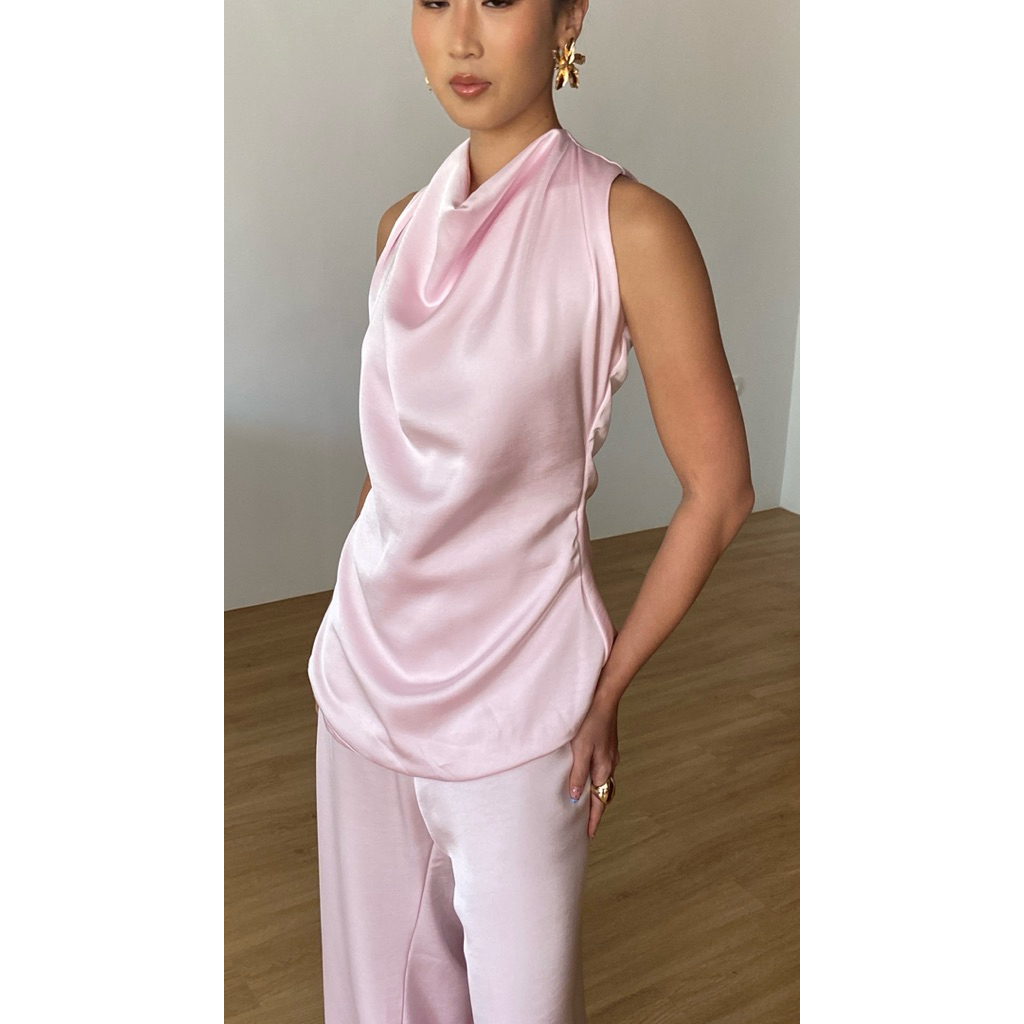 WITHSIE - Noelle Tops | Atasan Blouse Wanita Silk Satin Flowy Formal Kerja Kasual