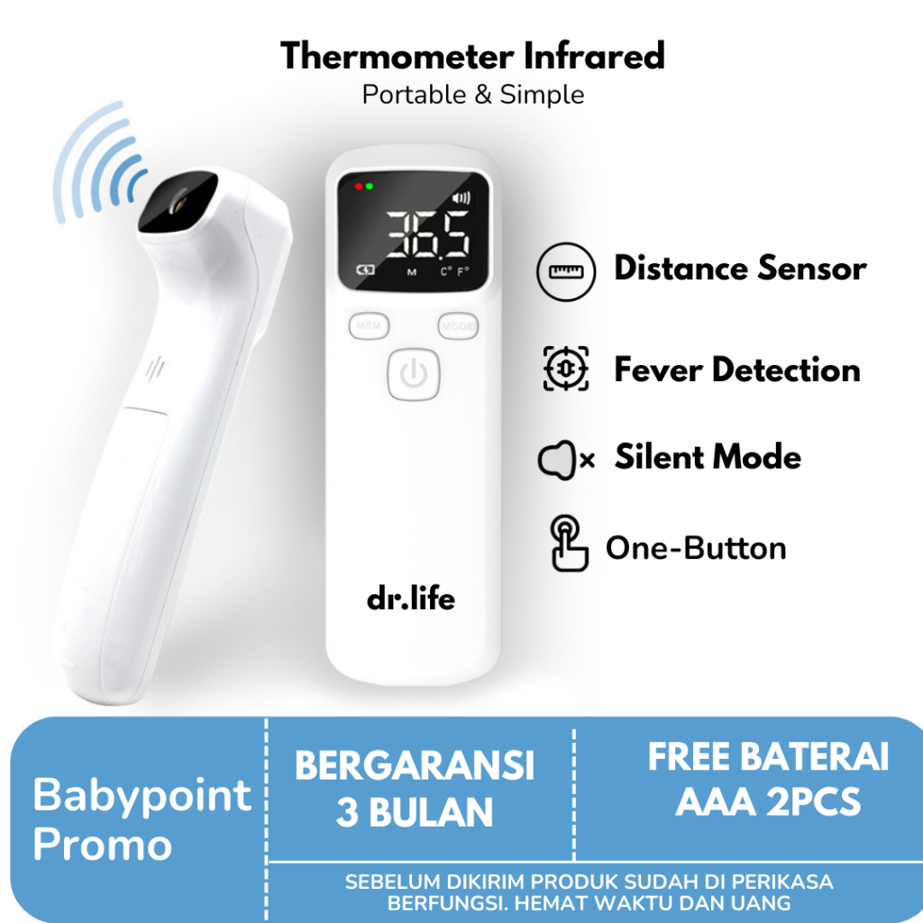 Thermometer Infrared Digital Suhu Badan Tubuh - Thermometer alat pengukur panas untuk Anak  dan bayi