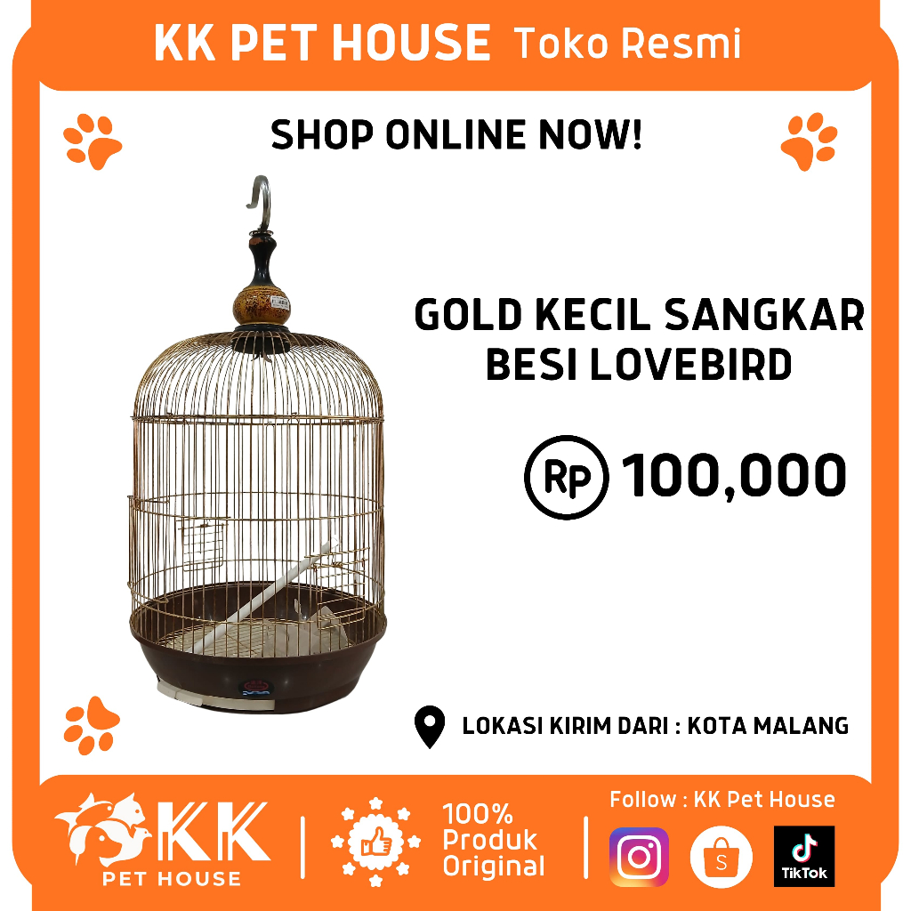 0605-GOLD KECIL SANGKAR BESI LOVEBIRD