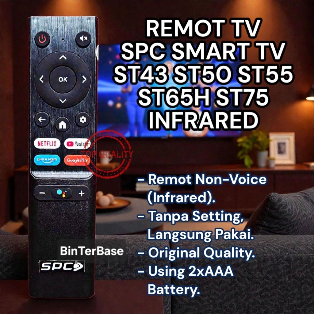 Remote Remot TV SPC Non Voice Android Smart TV ST43 ST50 ST55 ST65H ST75 Changhong LCD LED Pengganti