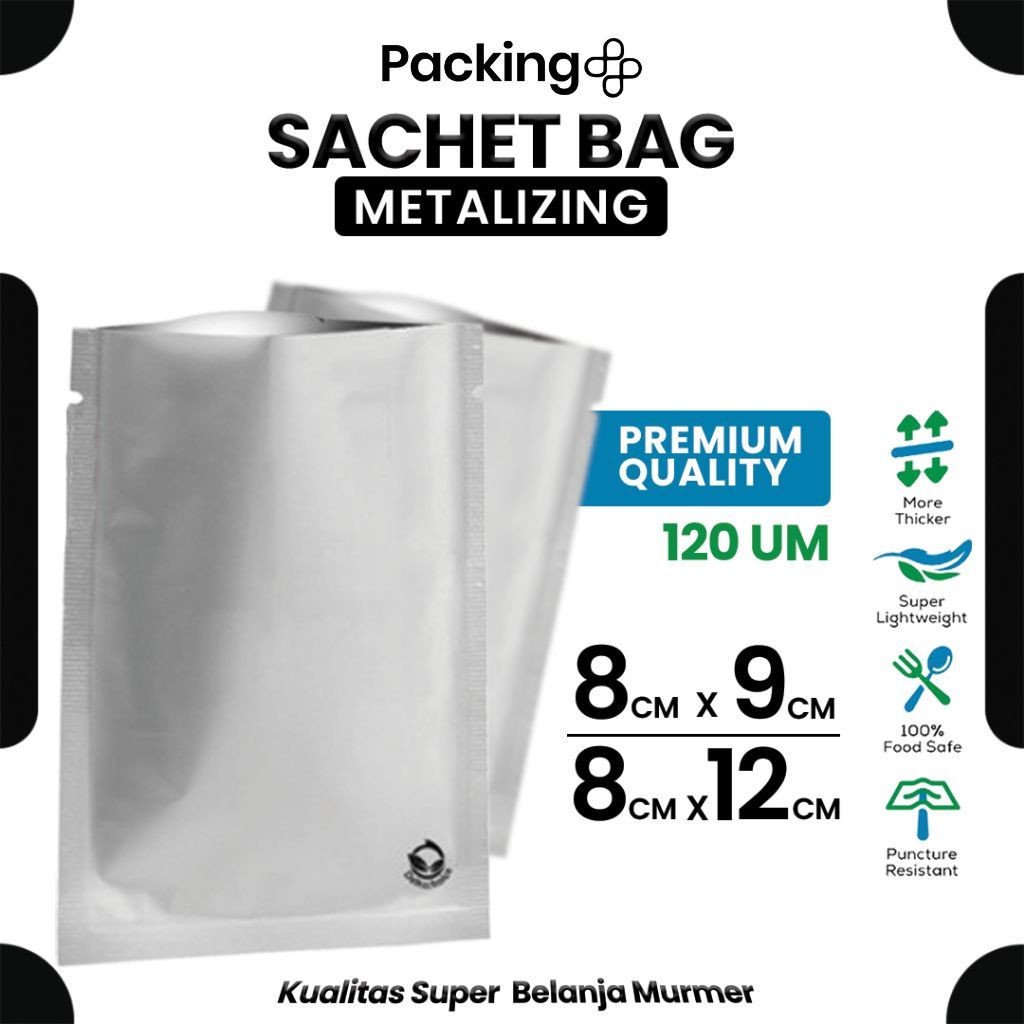 Kemasan Saset Food Grade Sachet Bag Premium Metalizing Foil Putih - Delkochoice