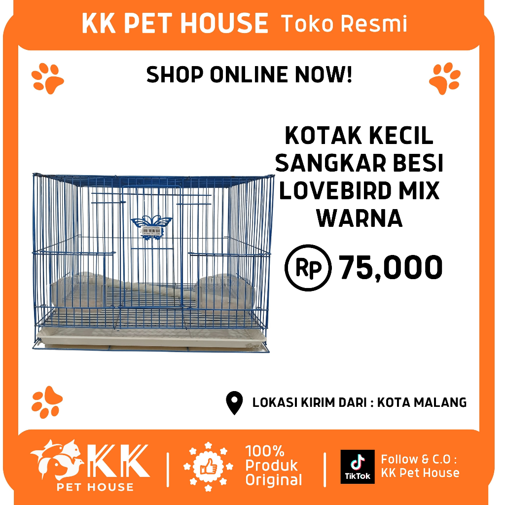 0620-KOTAK KECIL SANGKAR BESI LOVEBIRD MIX WARNA