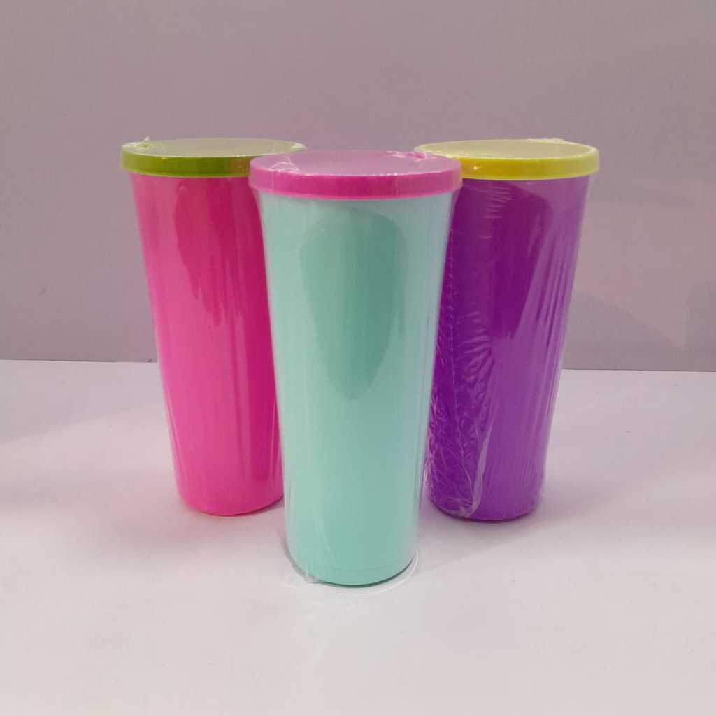 Gelas Plastik Bertutup / Gelas Minum Warna Pastel / Tumbler Plastik Tanpa Sedotan / Gelas Air Tutup 