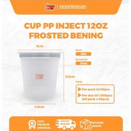 Cup Injection 12oz Frosted Gelas Plastik PP Injection 360ml PPI Cup Inject 12oz 360ml(per dus)