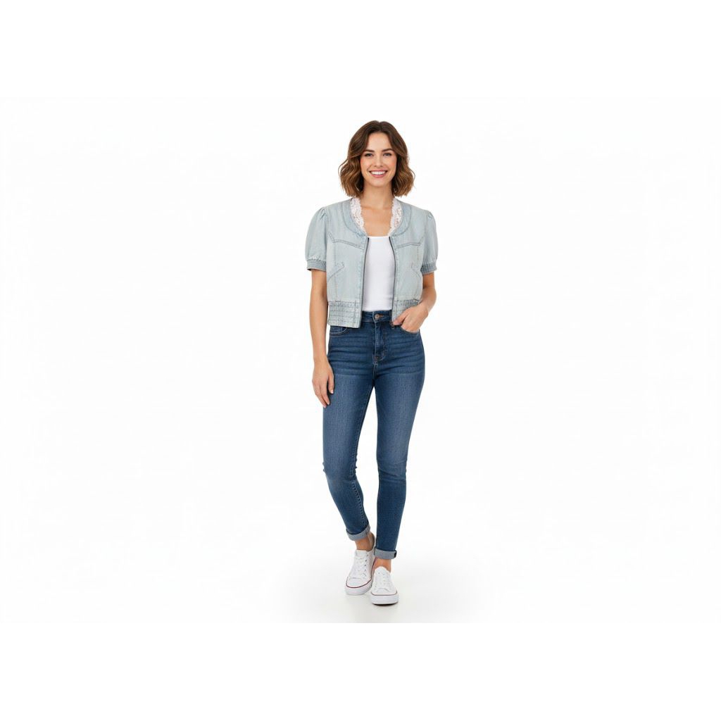 Jacket Zip denim Jaket resleting jeans branded wanita