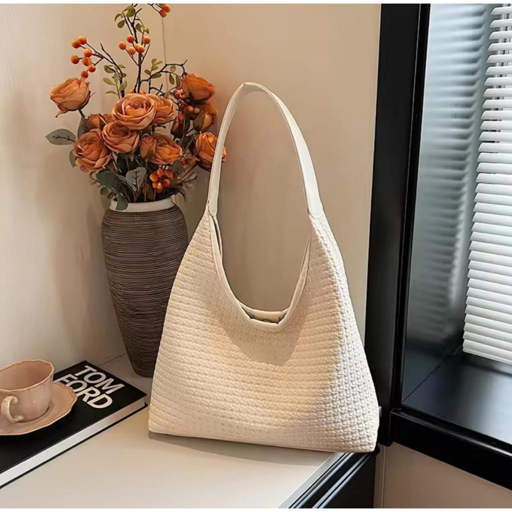 Tas Totebag Wanita JAMYNA ANYAM Tas Bahu Terbaru Cocok untuk Kuliah & OOTD Kulit Perempuan Cewek