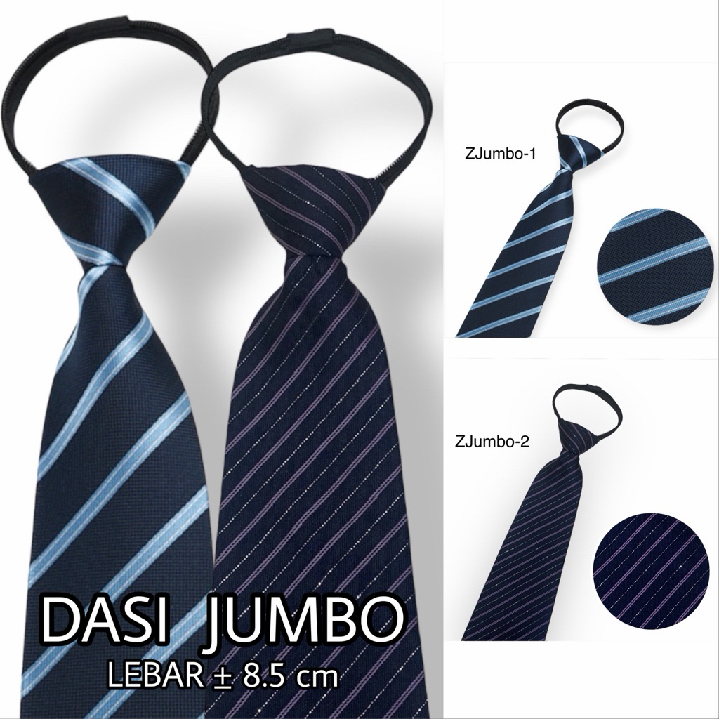 Dasi Pria Instant Langsung Pakai Jumbo Lebar Besar Dewasa Panjang Motif Premium Instan Resleting Zip