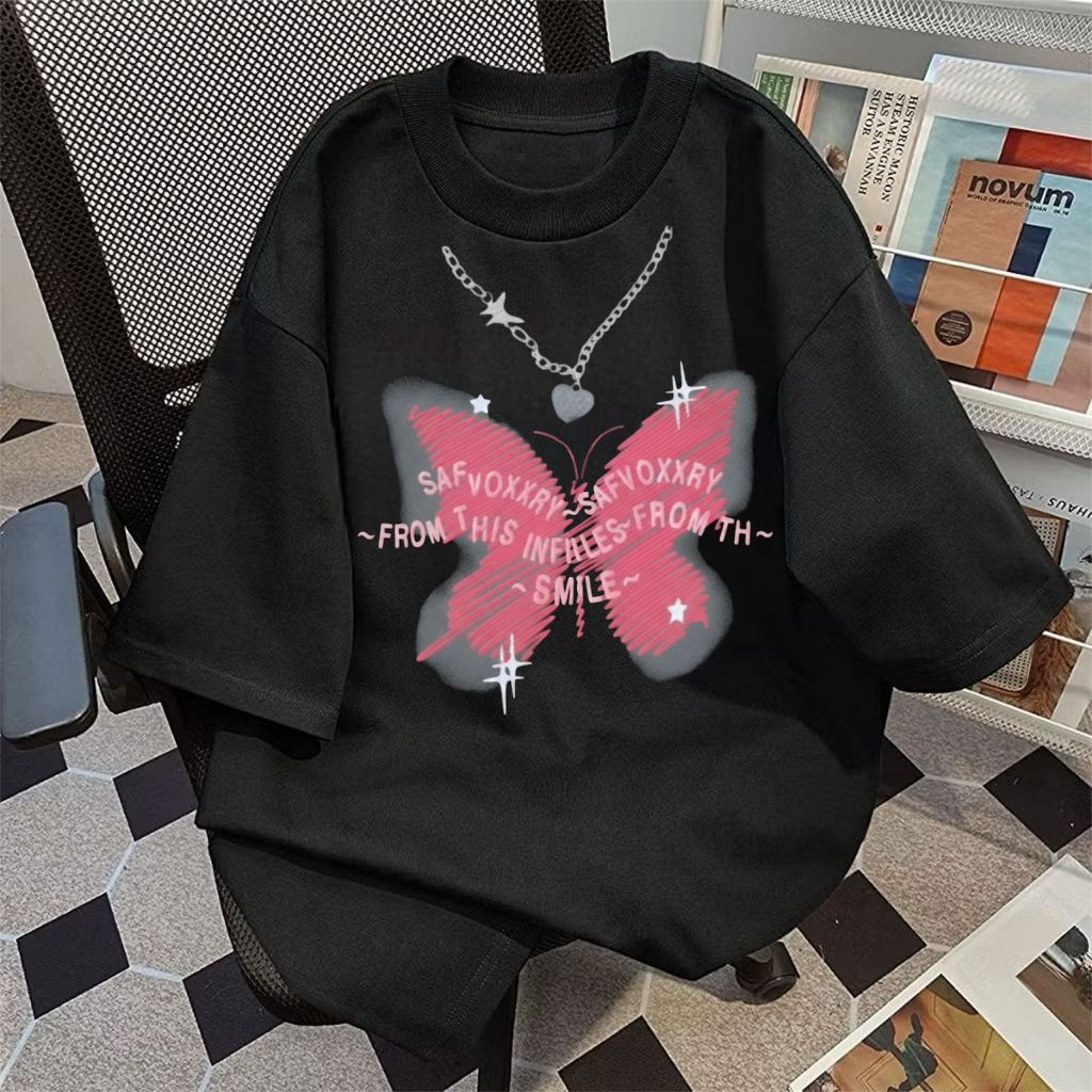 Kaos T-shirt Vintage Butterfly Kupu Aesthetic Oversize Atasan Baju Unisex - Kupu Liontine