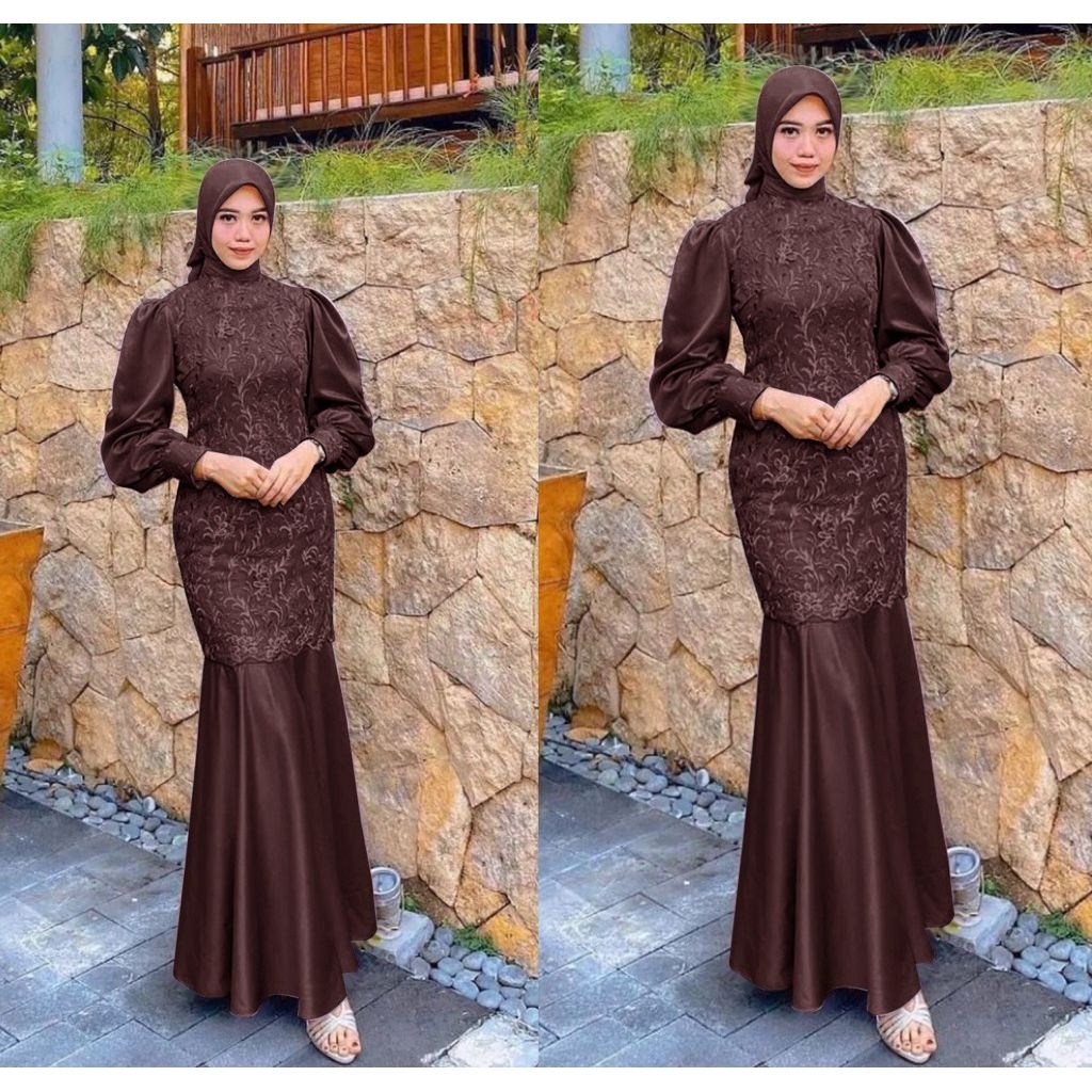 MAXI DESIA DUYUNG MERMAID TANGAN BALON (S M L XL XXL)/GAMIS KONDANGAN/ MAXI KEKINIAN/GAMIS MURAH TER