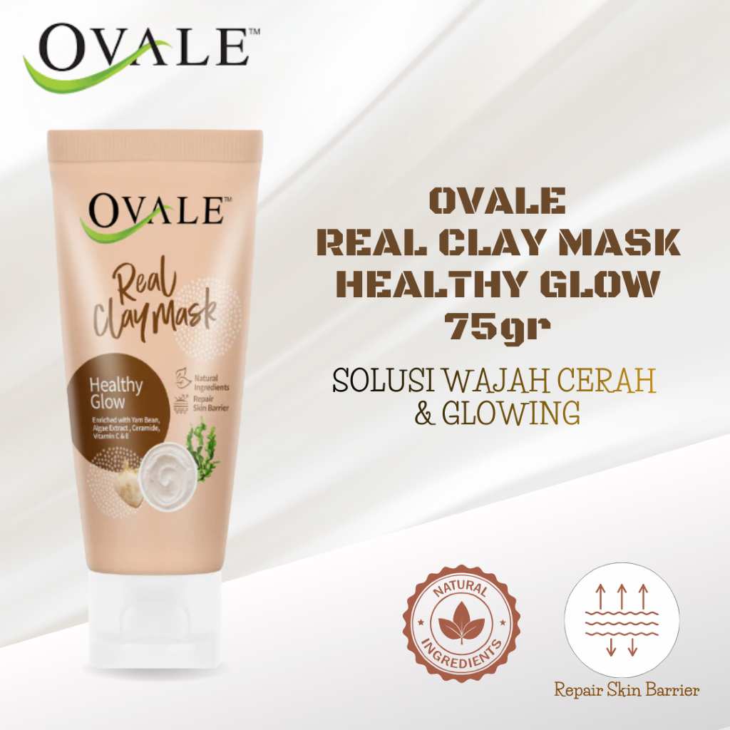 OVALE Facial Mask Bengkoang 75gr - Masker Wajah Mencerahkan, Mengencangkan & Halus - Healthy Glow