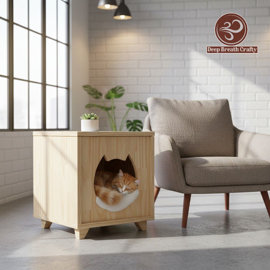 cat  bed rumah kucing box kucing kayu