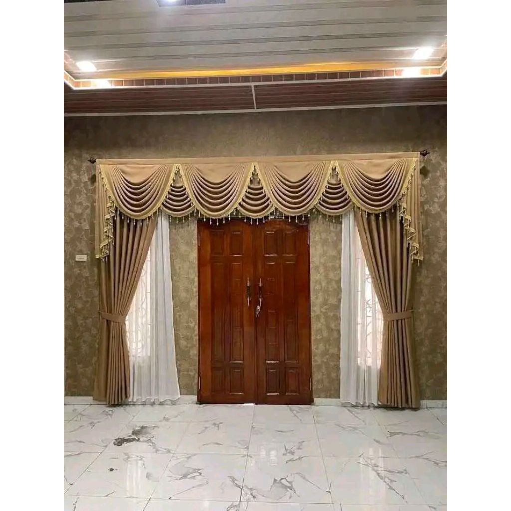 Gorden poni glombang mewah elegan satu set