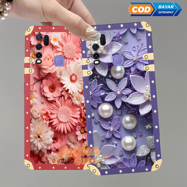 [13] Premium Case Vivo Y30/ Y50/ Y30i  - Flowers Bingkai Aesthetic  Fashion Case Kekinian Keren Case