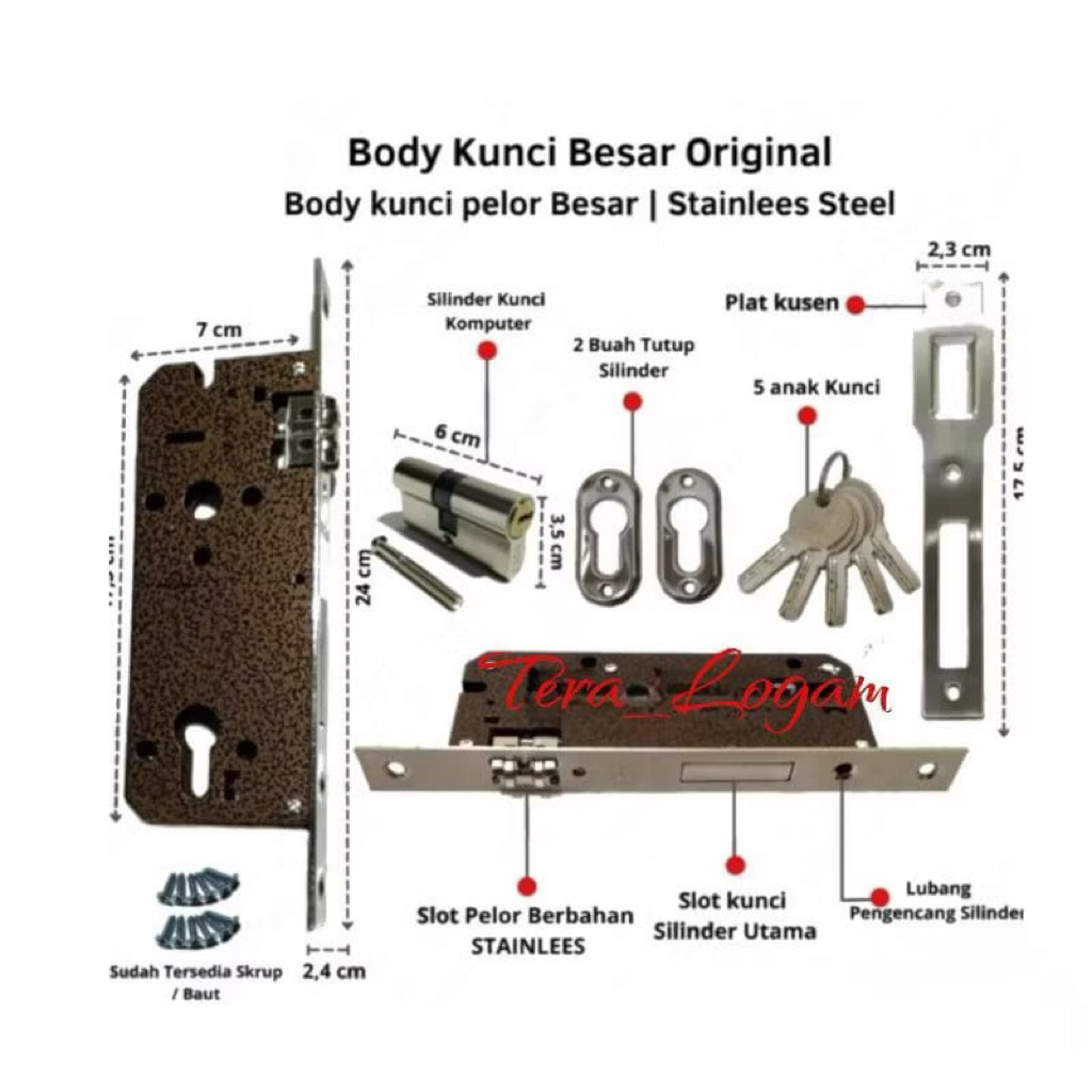 BODY KUNCI PINTU PELOR BODY KUNCI PINTU DORONG BODY KUNCI PINTU STAINLESS PELOR