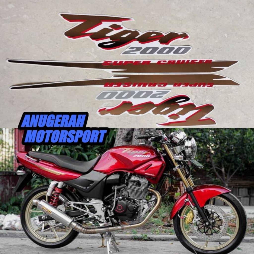 striping stiker lis Tiger 2000 merah gold transparan Tiger lawas tilas