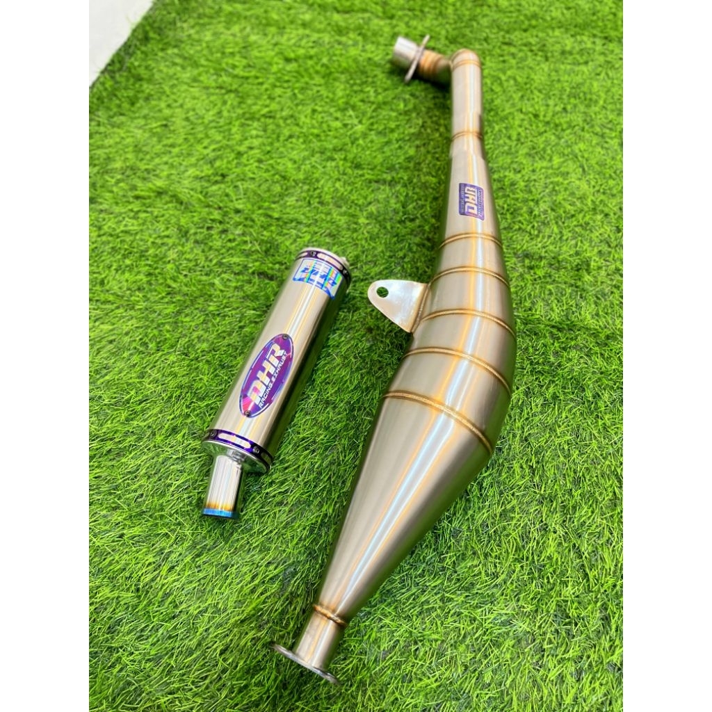 Knalpot Fiz R model Samping Original DHR racing Silencer Stenlis 32 blue white Miring New Logo